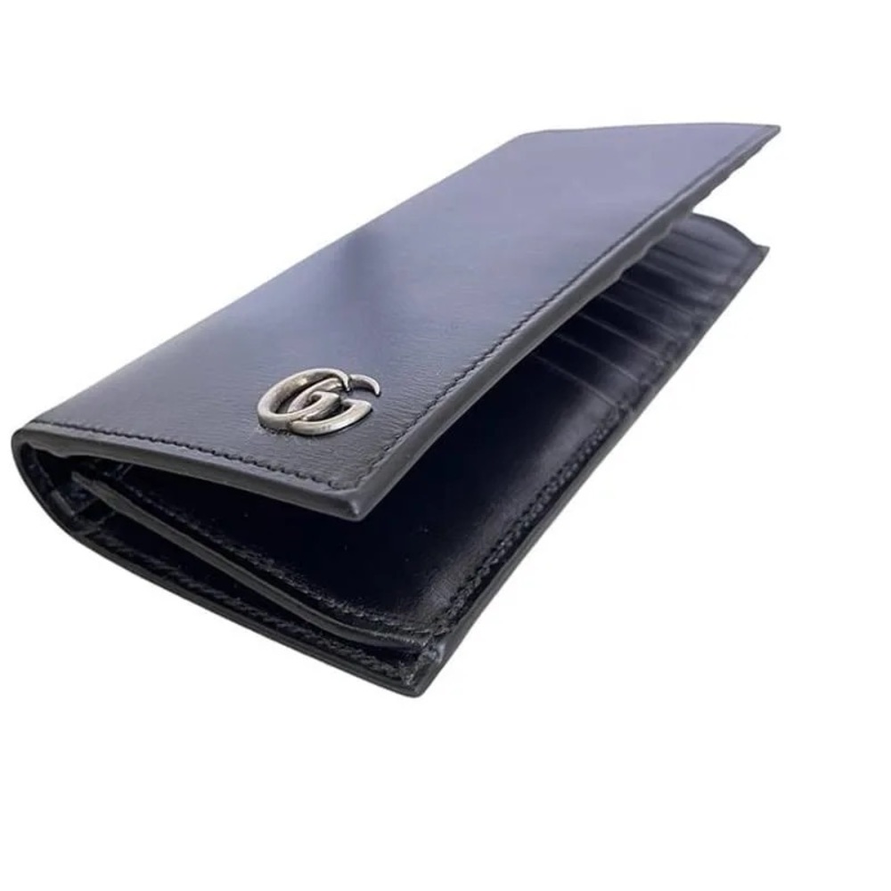 Gucci 428740 Men's Black Leather GG Marmont Vertical Wallet, Boarded Plutone - Picture 4 of 10
